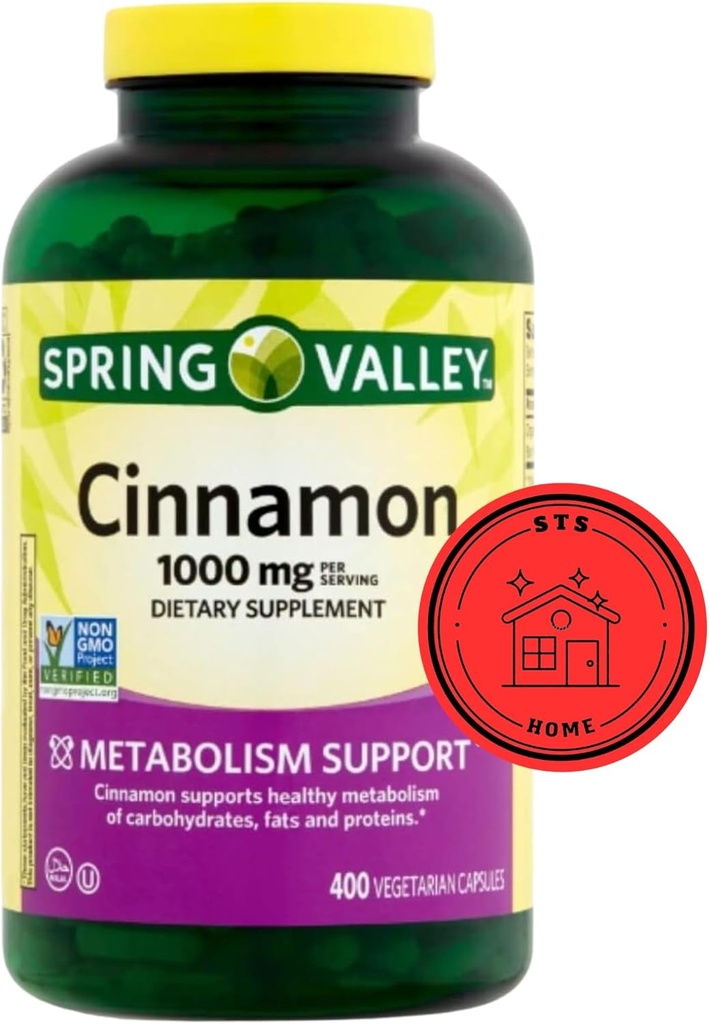 Spring Valley Cinnamon Dietary Supplement, 1000 mg, 400 Count + STS Sticker.