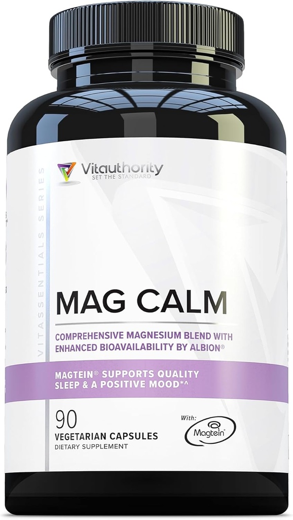 Vitauthority Magnesium L-Threonate Biglycenate Chelate Blend GABA and L-Theanine Sleep Support 90 Capsules 30 Servings