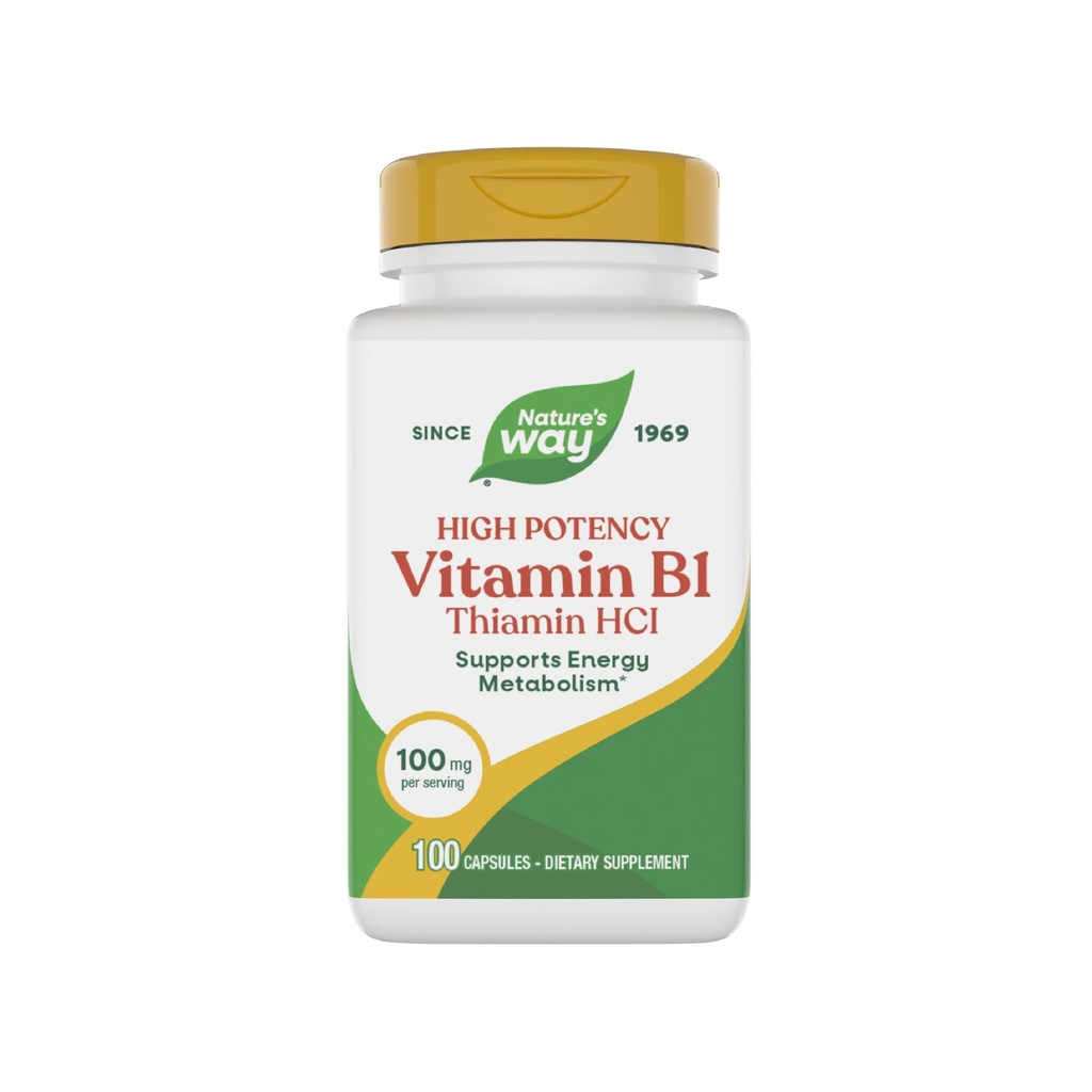 Nature's Way Vitamin B1、高効力、100 mgのサービングあたりのチアミン、Theamin HCl、サポート エネルギー代謝*、グルテンフリー、100カプセル(パッケージ5月Vary)