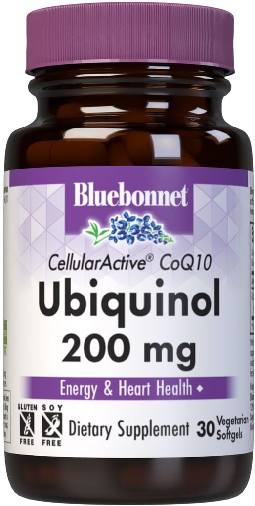 Bluebonnet栄養活性CoQ10 Ubiquinol 200mgベジタリアンSoftgels、Kaneka、非GMO、グルテンフリー、大豆&ミルクフリー、白、30