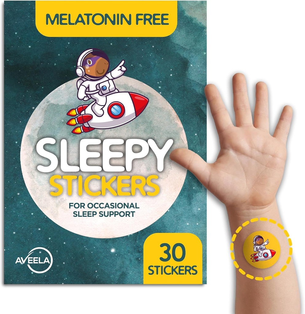 AVEELA Sleepy Stickers Melatonin Free for Kids and 大人(30パック) 子供のための睡眠パッチ、自然&砂糖無料。 より良い眠りのためのカルムパッチ