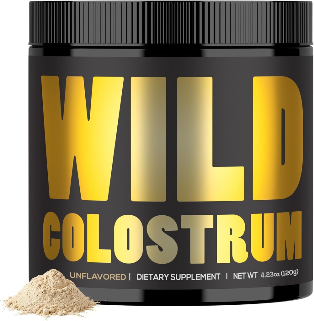 Colostrumパウダーアンフレーバー - 120g(60サービング、2g Scoop) - 草Fed Bovine Colostrumサプリメント - 純粋な免疫、ガット&エネルギーサポート - Calostro Bovino para Adultos