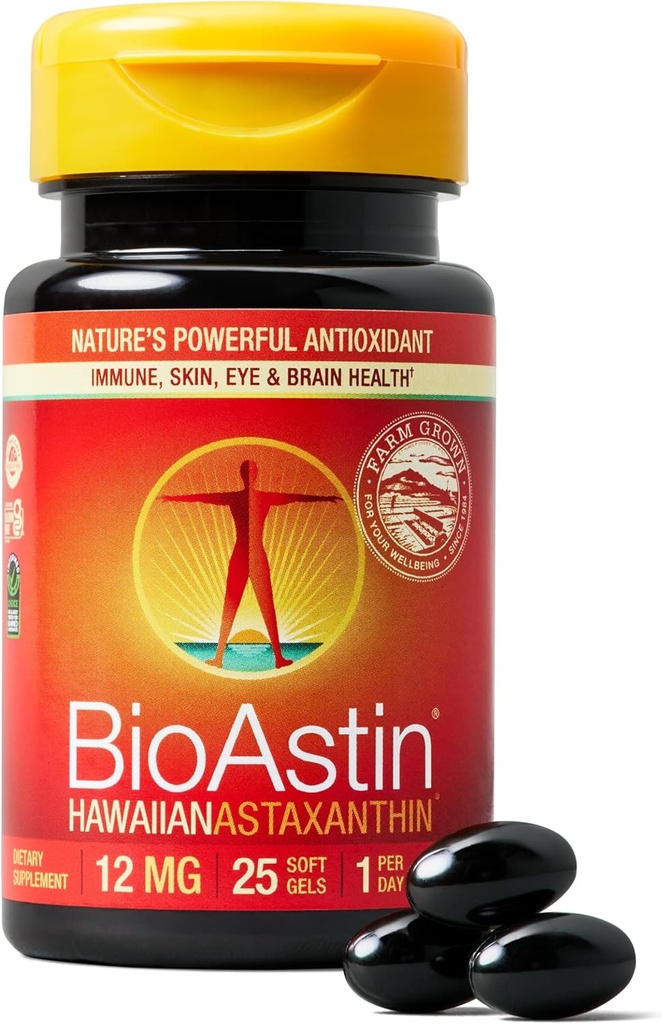 Nutrex Hawaii BioAstin ハワイアスタキサンチン - 12mg、25 Softgels - 農場直接プレミアム抗酸化サプリメント 目、皮膚、関節、免疫システムの健康をサポート - 非GMO&グルテンフリー
