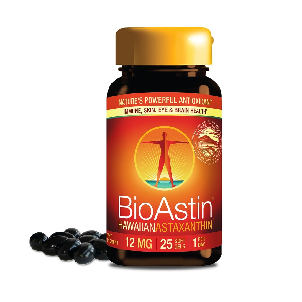 Nutrex Hawaii BioAstin ハワイアスタキサンチン - 12mg、25 Softgels - 農場直接プレミアム抗酸化サプリメント 目、皮膚、関節、免疫システムの健康をサポート - 非GMO&グルテンフリー