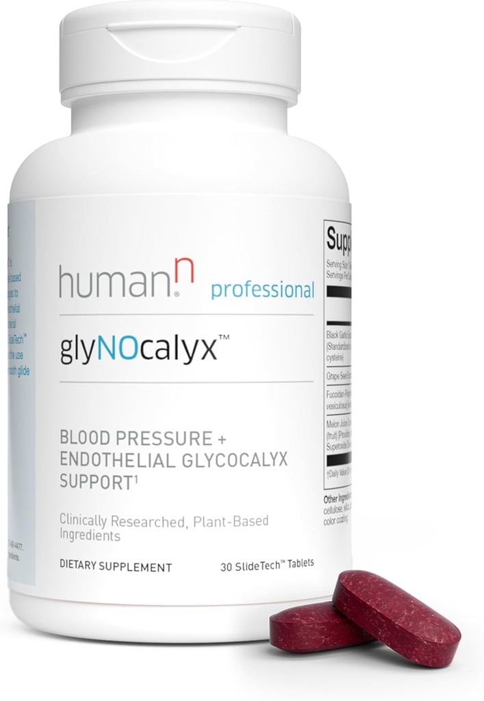 人間のglyNOcalyxタブレット - Endothelial Glycocalyx、循環及びニトリクト酸化物サポート - ブラックニンニク、ブドウ種子エキス、フコイダンポリフェノールコンプレックス - 30カウント