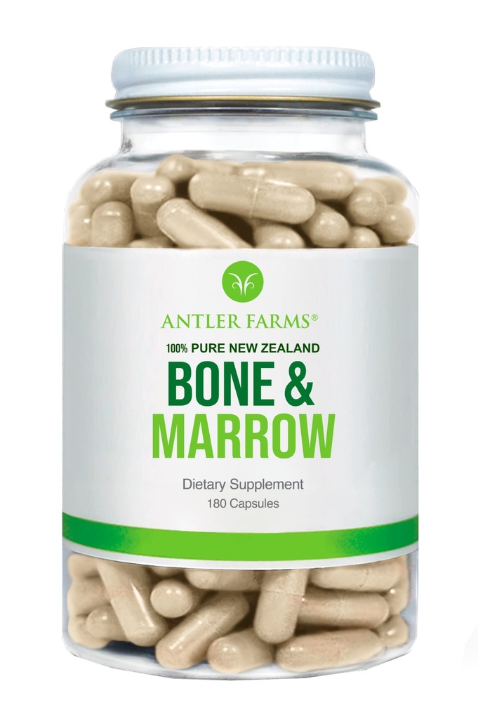 アントラー農場 - 100%の純粋なニュージーランドの骨及びマロー、180のカプセル、750mg -草の送りました、牧草の上げられた全骨のエキス、冷たい処理される、健康な精油の脂肪、茎の細胞、コラーゲン、カルシウム
