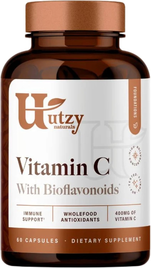 Utzy Naturals Vitamin C Complex | 400mg AcercolaとCitrus BioflavonoidsのビタミンC | 60カプセル