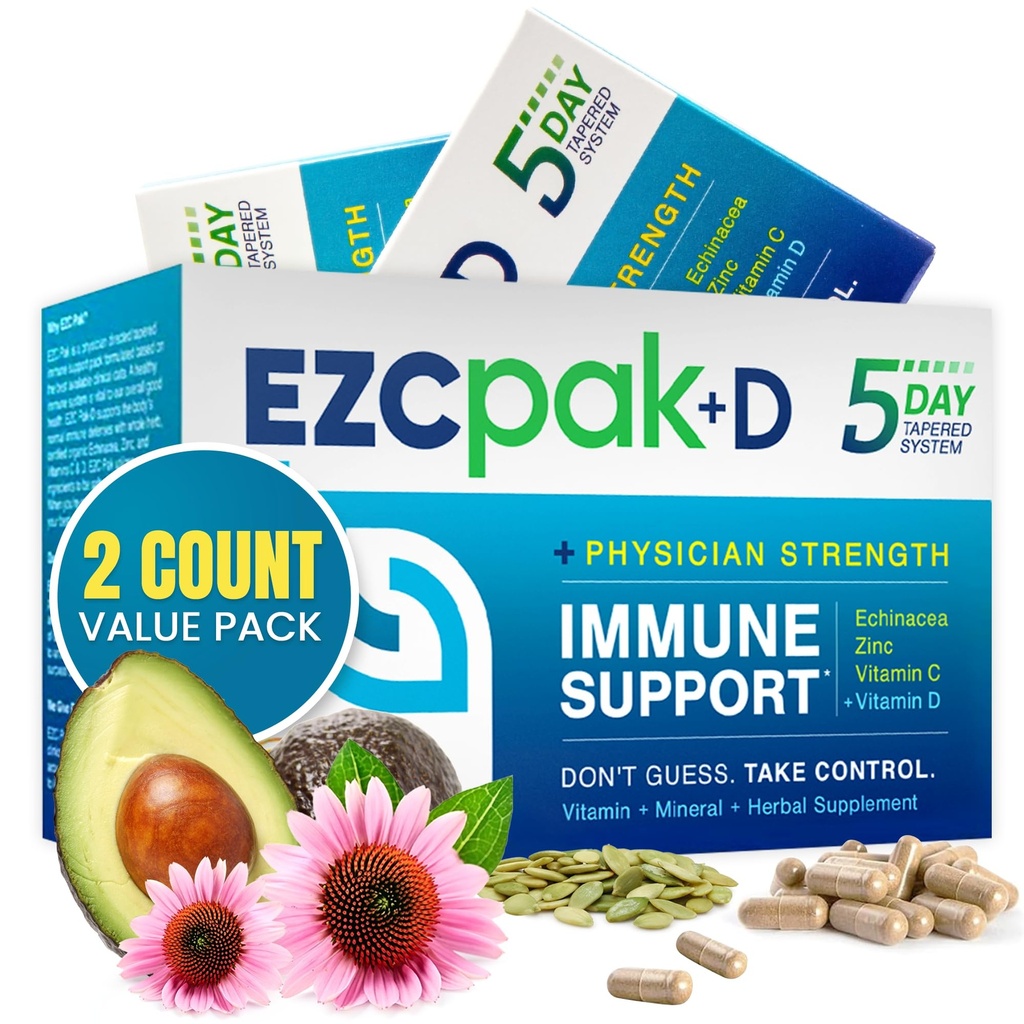 Echinacea、ビタミンC、亜鉛及びビタミンDが付いているEZCのパック5日の免疫システム ブースター-大人のための先を細くされた免疫サポート補足-サポート免除、容易な旅行サイズの補足のパック- (パッケージ2)を支えて下さい