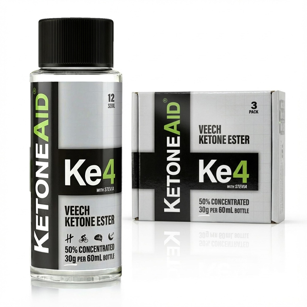KetoneAid Ke4 Ketone のエステルのコンセントレイト | ケトンの塩ではなく、砂糖、カフェイン無し | 外因性D-BHBのエステル | 12 瓶あたりのサービング (3 カウント)