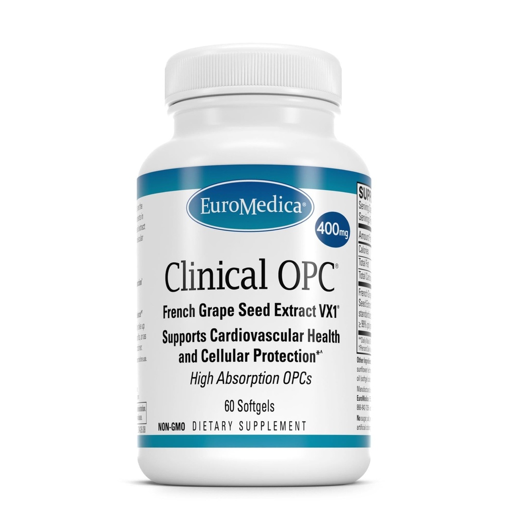 EuroMedica 臨床 OPC - 心血管の健康 & 焦点サポート サプリメント - ブドウ種子エキスとヒマワリルシチン - 免疫サポート サプリメント フォーミュラ - 60 Softgels