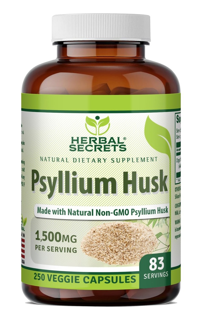 ハーバルシークレット エスプレウム・ハスクサプリメント | 500 Mg | 250 Veggie Capsule | Non-GMO | グルテンフリー | アメリカ製