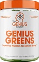 The Genius Brand Genius Greens - Greens Powder for Healthy Mind & Immunity Support - Organic Vegetables, Blueberries & Lion's Mane - Convenient Drink Mix - Pleasant Taste - 20 Servings