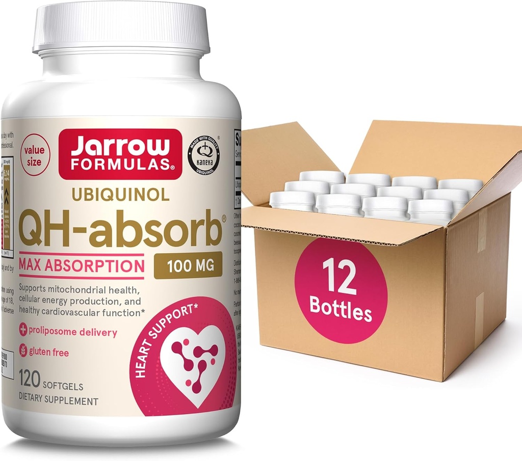 JarrowフォーミュラQH-Absorb、100mg、健康な心血管機能のためのUbiquinolの食事療法の補足、120のSoftgels、120の日の供給、12のパック