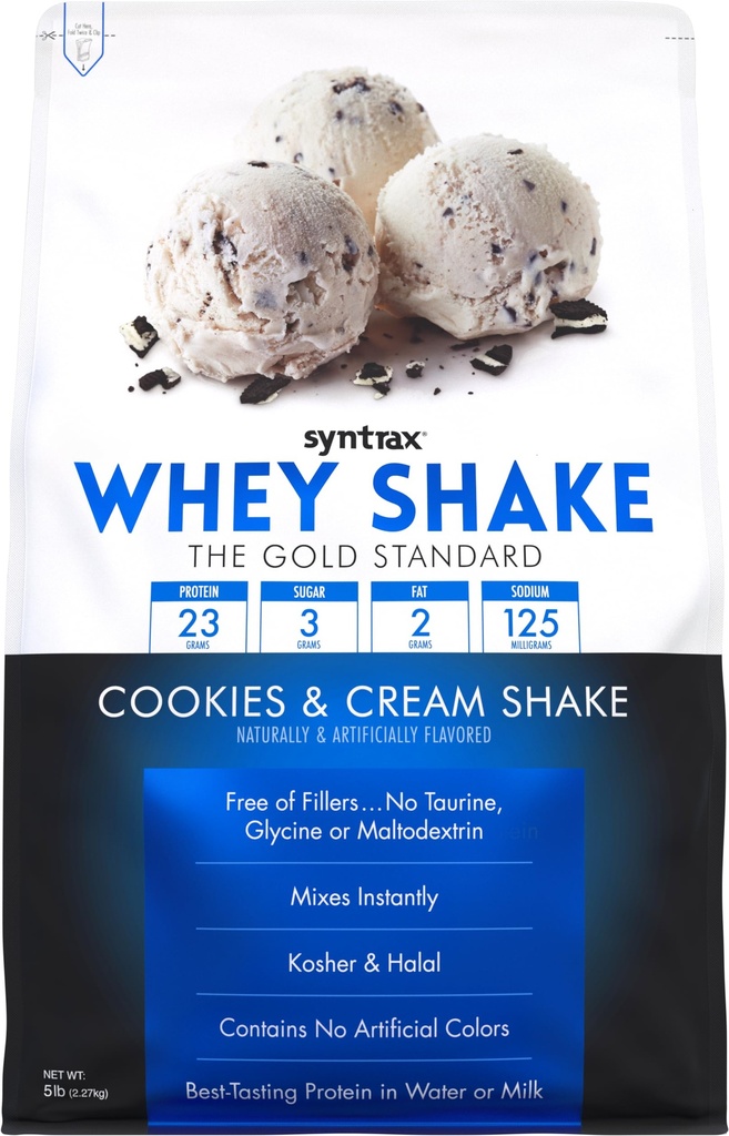 シントラックス栄養ホイシェイク、コールドフィルタリング&Undenatured Wheyプロテインパウダーブレンド、クッキー&クリームシェイク、2ポンド、実際のクッキーピース