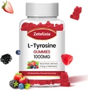 Lチロシングミー1000mg、L-テアニンサプリメントガミー200mg、無料のL-チロシンとビタミンB6エネルギーサプリメント大人&子供 - ビーガン(60))