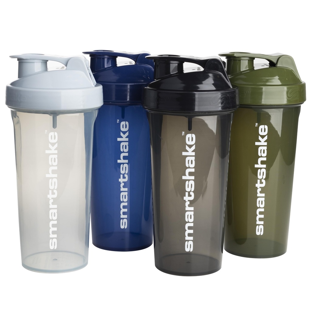 Smartshake Lite 4パックプロテインシェーカーボトル 800 ml | 27 oz - Leakproof Screw-on Lid - BPA 無料 - Unisex - Mist グレー, 軍グリーン, ブラック, ネイビーブルー
