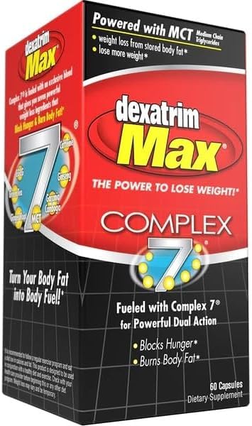 ILIOS Dexatrim Max Complex-7 | ダイエットピルスから体重を減らす - 7 飢餓と体脂肪を減らす強力な成分, 脂肪バーナーサプリメント, 女性と男性のための減量の丸薬, 1 パック w/ 60 カプセル