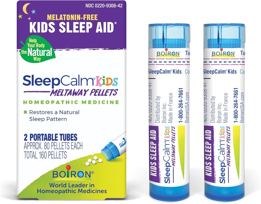 Boiron SleepCalm Kids Sleep Aid for Deep, Relaxing, Restful Nighttime Sleep - Melatonin-Free と Non Habit-Forming - 2 カウント (160 ペレット)
