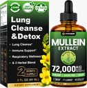 Mulleinは肺、肺の健康のための3-in-1 Mulleinの葉のエキス、3-in-1 Mulleinの低下、草の呼吸器肺の健康サポート補足、サポート免疫及び消化器の健康、砂糖及びアルコールなし - 2つのFLのOZ