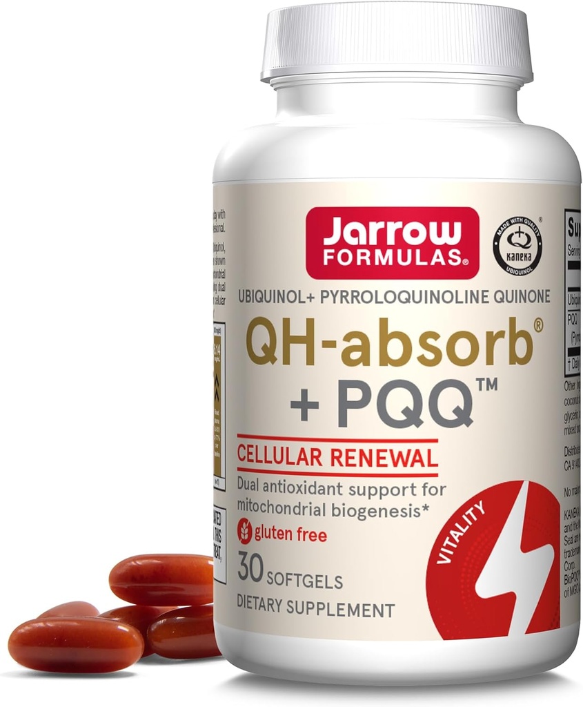 JarrowフォーミュラQH-absorb + PQ - 30 Softgels - 栄養補助食品は、ミトコンドリアバイオジェネシス、エネルギー生産と心臓の健康をサポート - 最大30のサービング