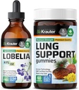 BIO KRAUTER Lobelia Tincture 4 Fl. Oz. & Lung Detox 60グミ