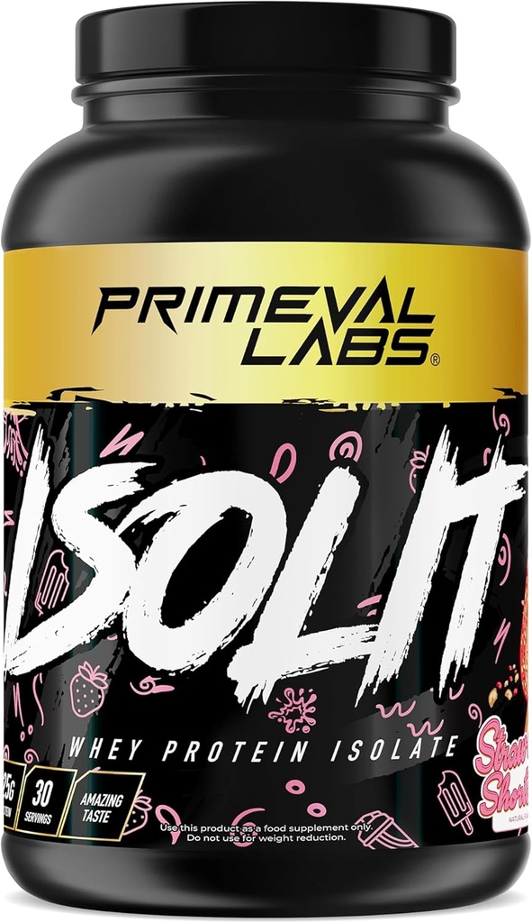 主なラボISOLIT - 乳液プロテインパウダー、100%乳液分離、タンパク質25g、BCAA、高速吸収、簡単な消化(イチゴショートケーキ、2lb)