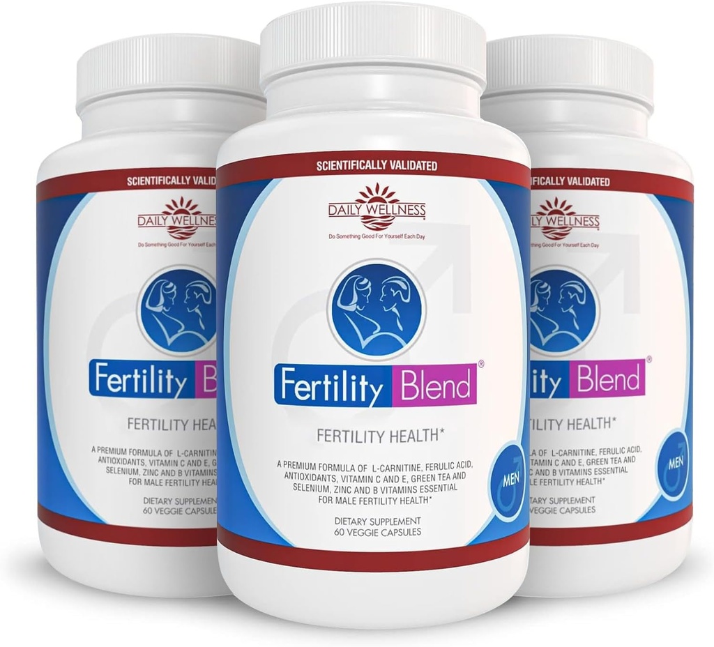 Daily Wellness for Men - Male Fertility Supplements, Vitamin Blend Pills - Male Count Pre-Conception for Him - Fertility Supplements for Men - 60 Capsules, 3 Pack