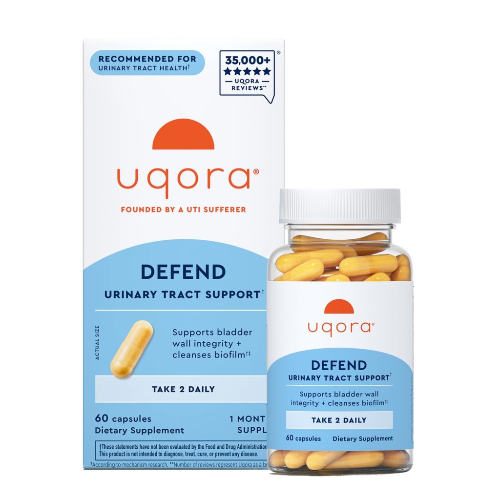 Uqora Defend - 尿路の健康の補足 - D-Mannose、緑茶のエキス、ターメリックのエキス及び多くが付いているサポートぼうこうの健康及び清潔なバイオフィルム* - グルテンフリー- 60のカプセル(30日の供給)