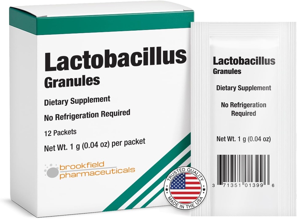 Lactobacillus Probiotics for Women and Men 12 Packets with Lactobacillus Acidophilus & Bulgaricus Probiotic, Dietary Supplements Granules for Daily Gut Support, Digestive Health & Internal Balance