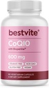 Coenzyme CoQ10 600mg/カプセルあたりバイオペリン(60ベジタリアンカプセル)ナチュラル発酵 - チタン二酸化物なし - 充填剤なし - ないスターター - ビーガン - グルテンフリーGMO