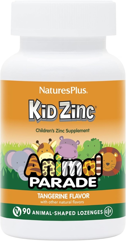 Natures Plus動物のパレードKidZinc、タンジェリン風味 - 90動物の形のロゼンジュ、パック2 - 有機的にキレート亜鉛 - ビーガン、グルテンフリー - 180 Totalサービング