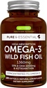 Igennus の超純粋なオメガ 3 トリグリセリド rTG の野生の魚油 1360mg、IFOS の証明される、EPA DHA 1000mg プラス アスタキサンチン、男性及び女性のための非 GMO、180 の Softgels