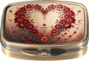 Dynippy Pill Case Pill Box with Mirror Retro Pocket 2 Compartment Medicine Case ビタミン ピル オルガナイザー for Pocket Purse and Travel (Retro-Rose Heart Wreath)