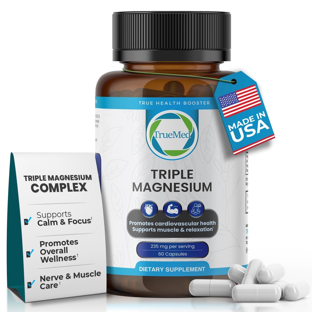 トリプル マグネシウムの補足、235mg、Dimagnesium Malate、クエン酸塩、Liseinateのケレート、60カプセル、サポート睡眠、筋肉弛緩、骨及び中心の健康、エネルギー及び神経機能、米国は作りました