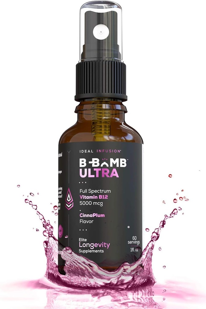 理想的な注入のB-Bombの三重B12のビタミンの液体のスプレー:Methylcobalamin、Adenosylcobalamin、hydroxocobalamin - Nerveの健康およびエネルギー ブースター- 5000のmcg、Keto、砂糖は放します(有機性CiennaPlum)