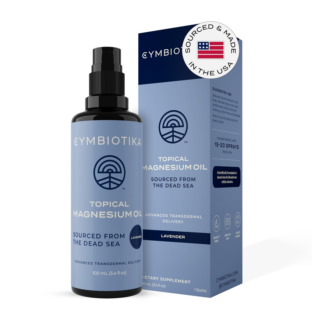 CYMBIOTIKA ボディ、米国のための Topical マグネシウムのオイルのスプレーは、足のクランプ、筋肉、接合箇所の健康及び睡眠サポートのための補足、マグネシウムの塩化物、ラベンダーのエキス、アロエVera - 皮のアプリケーターを含んでいます