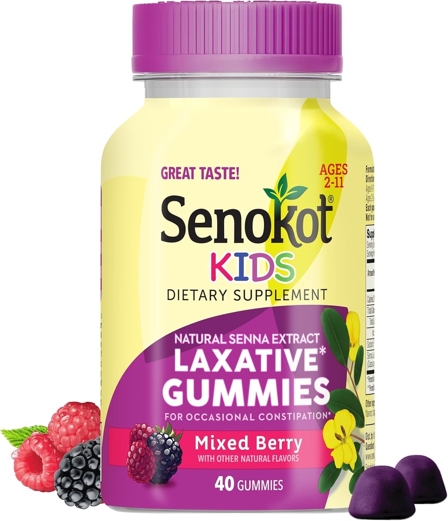 Senokotキッズは、年齢2 +のセンナ抽出物のためのベリーLaxative Gummiesを混合しました。