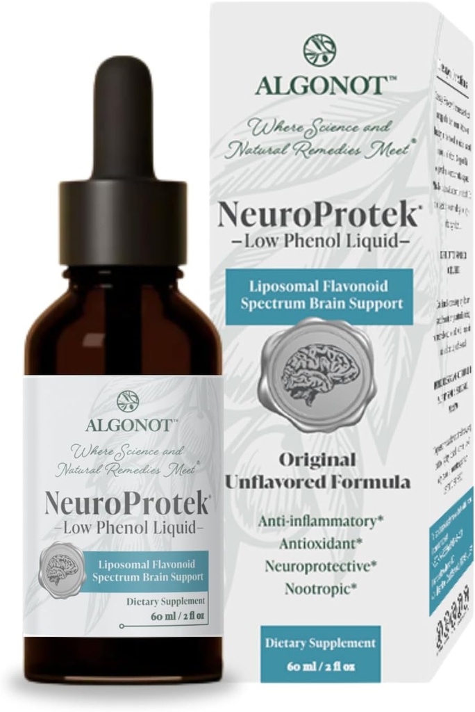 NeuroProtek 低フェノール液体 - 不燃 - 60サービング、 急速な吸収のための唯一のluteolinの液体の公式。 オリーブオイルのロトリンとフラボノイドの独占特許取得
