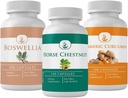 PURE ORIGINAL INGREDIENTS ホースチェストナット、ボスウェリア、およびターメリックカプセルバンドル、各100カプセル、常に純粋な、無添加またはフィラー