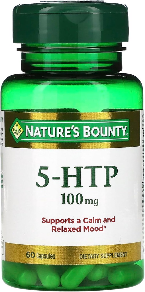 Nature's Bounty 5-HTP Pills and Dietary Supplement, Supports a Calm and Relaxed Mood, 100mg, 60 Capsules