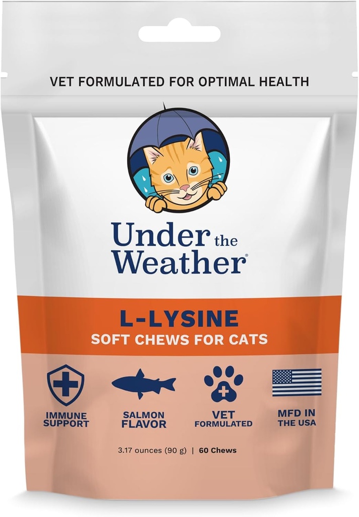 天候型ペットデイリーキャット L-Lysine | ブースト免疫システム 呼吸器症状を軽減 | ノーマル免疫システム対応 | 60 星形ソフト咀嚼