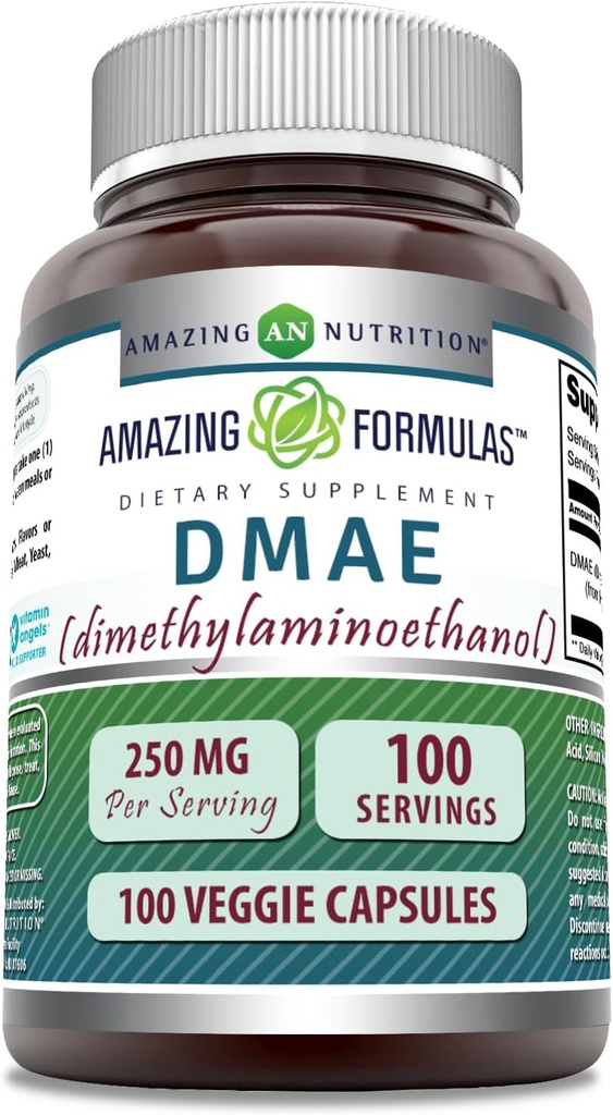 アメイジングフォーミュラ DMAE サプリメント | 250 Mg | Veggie Capsule | Non-GMO | Gluten-Free | アメリカ製(1パック100カウント)