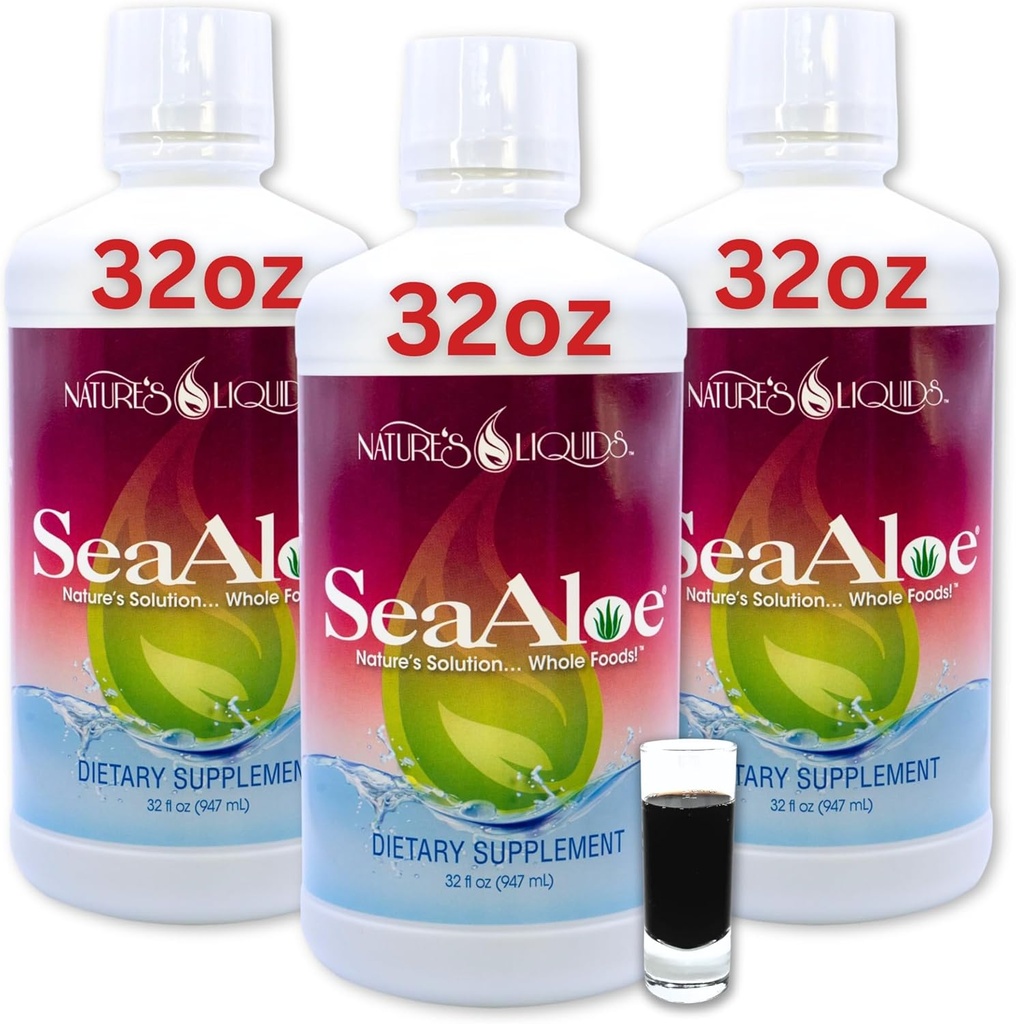 Nature's Liquids Aloe VeraジュースOceanic Elixir - 甲状腺、消化および免疫サポート、32oz (パッケージ3)