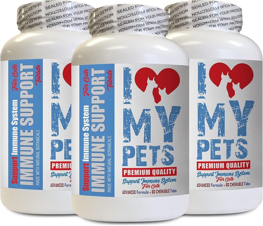 I LOVE MY PETS LLC Immune System for Cats - CAT Immune Support - Booster - Healthy Supplement - cat Allergy Chews - 180 Treats (3 Bottles)