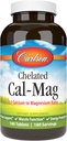 Carlson - Chelated Cal-Mag、マグネシウム比、2:1カルシウム、骨サポート、筋肉機能&エネルギー生産、180錠