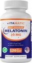Vitamatic Melatonin 20 mg錠 -ナチュラルベリー風味 - ボトルあたり120ベジタリアン錠 - 6ボトル(合計720)