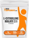 BulkSupplements.com L-Citrulline Malate 2:1パウダー - Nitric Oxide Boost、Citrulline Malateサプリメント - Unflavored&Gluten無料 - サービングあたり3g、100g(3.5オンス)(パッケージ1)
