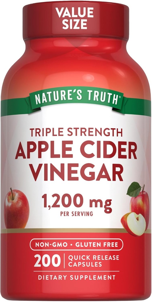 Nature's Truth Apple Cider Vinegar カプセル | 1200mg | 200Pills | 余分強さ | 価値のサイズ | 非GMOのグルテンフリーの補足