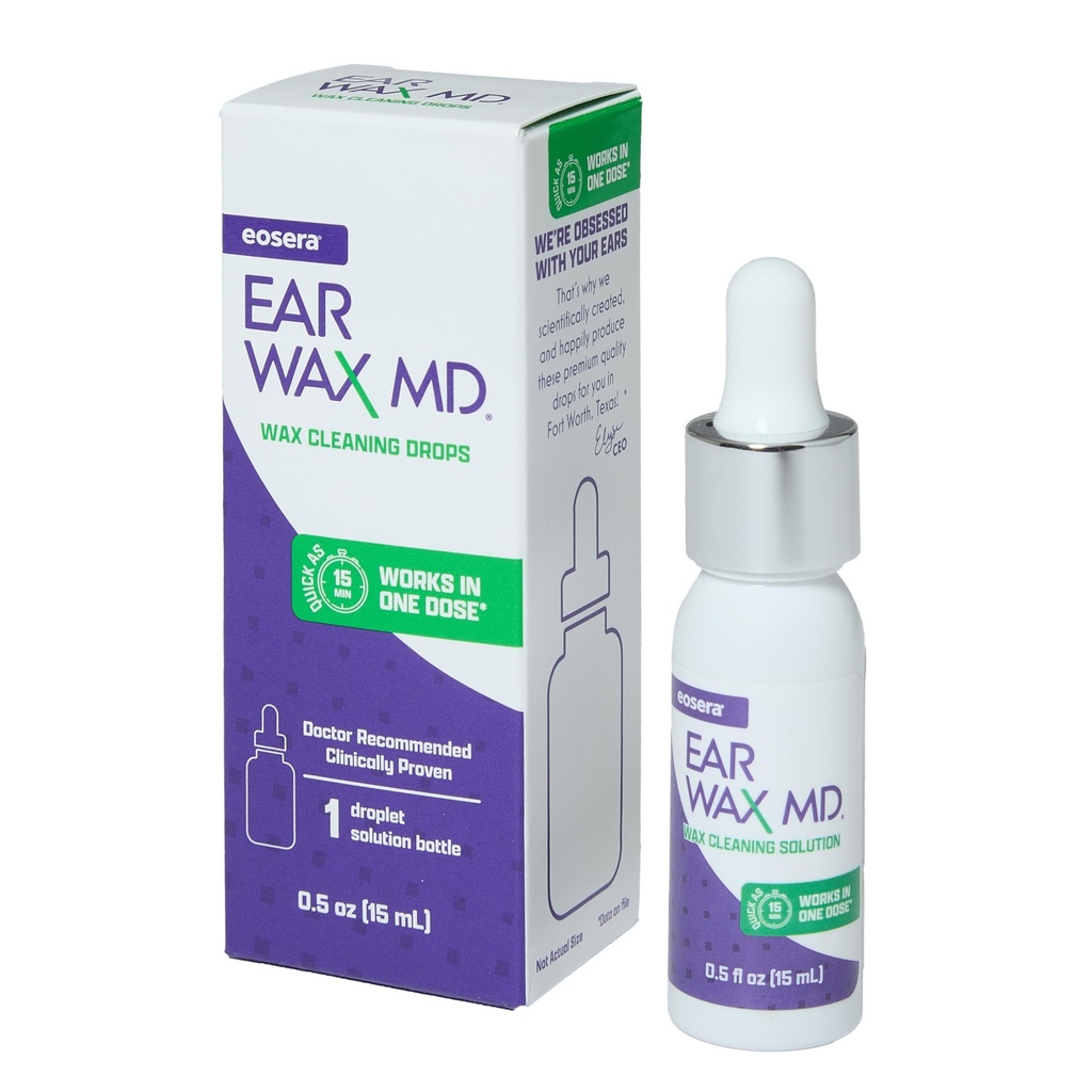 eosera® 耳ワックス MD® - 耳ワックス除去ドロップ - わずか 1 の治療で耳ワックスを分解します - 医師の推奨と臨床的に証明 - 優しい&安全 - 15 mL