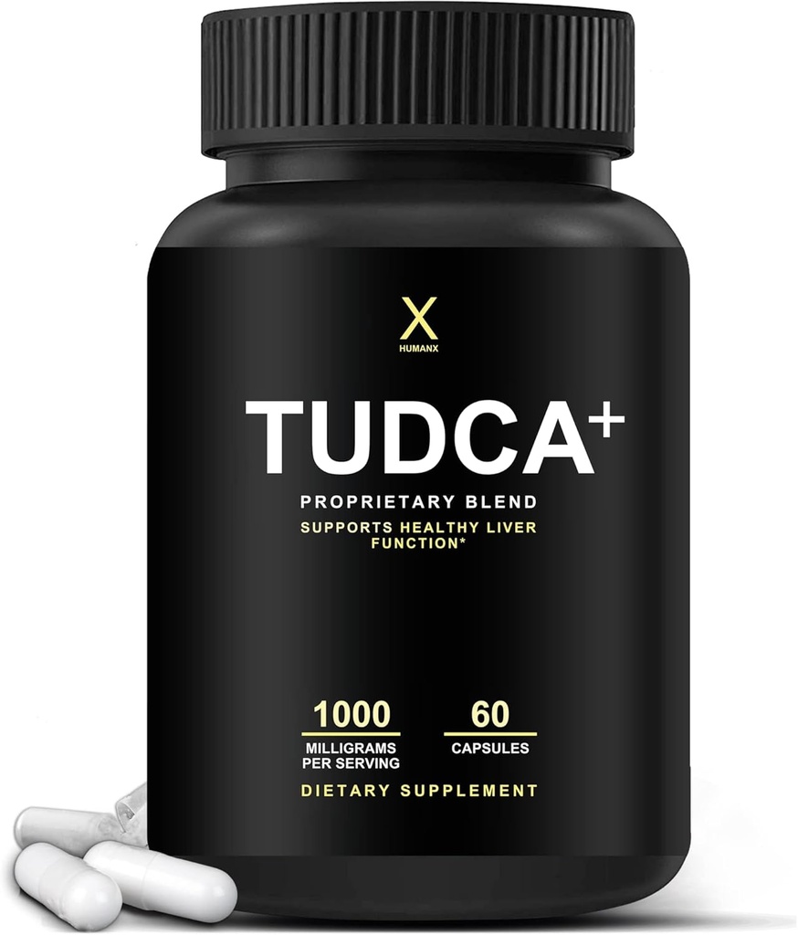 HUMANX TUDCA + 1000mg Bileソルトライバーサポートサプリメント, 肝臓と胆嚢のクレンジングサプリメント - ビーガン, 非GMO - アメリカスワロカプセルに簡単になりました - Tauroursodeoxycholic酸サプリメント